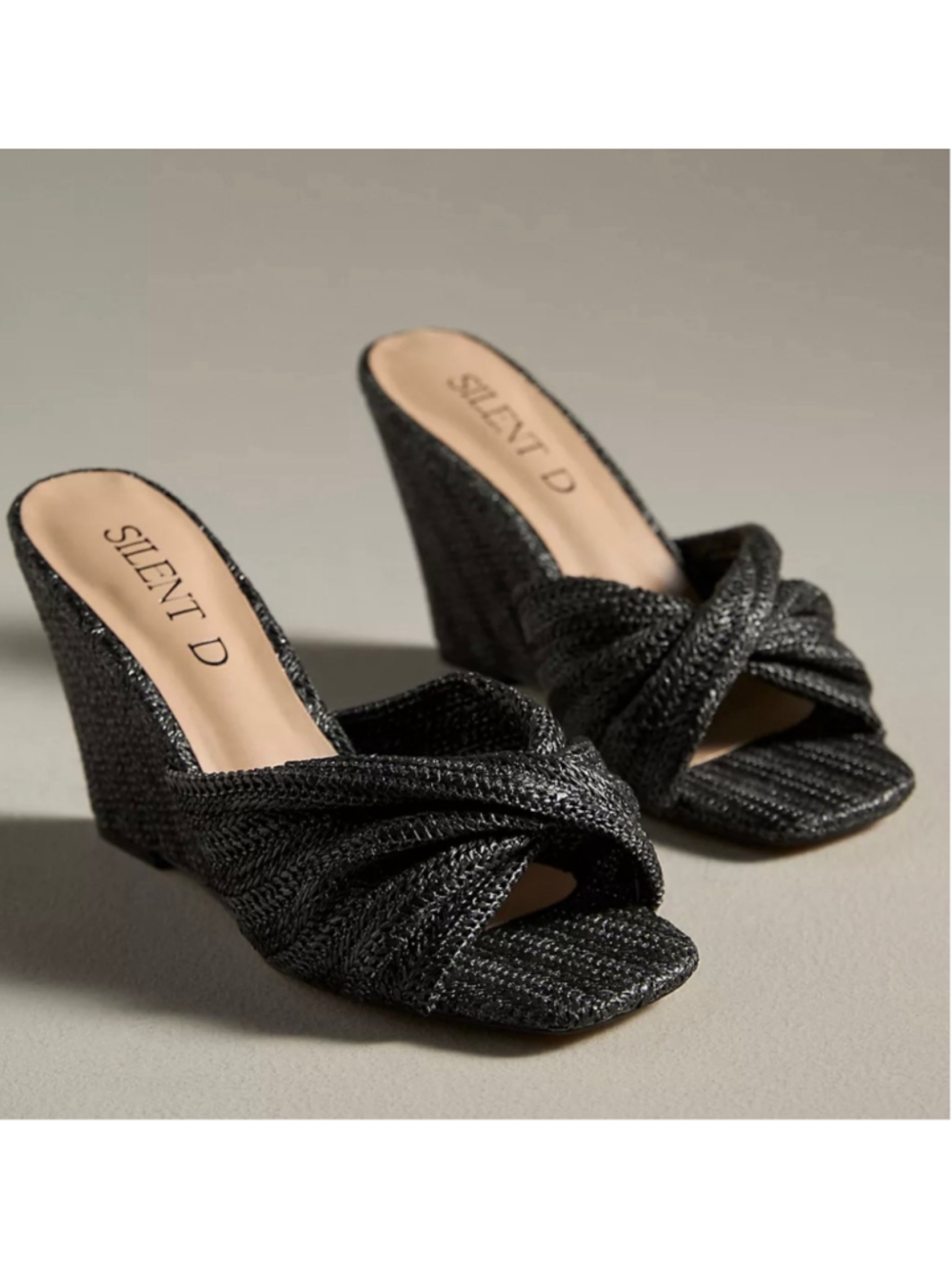 Silent D Katia Black Woven Wedge Sandals Size 9